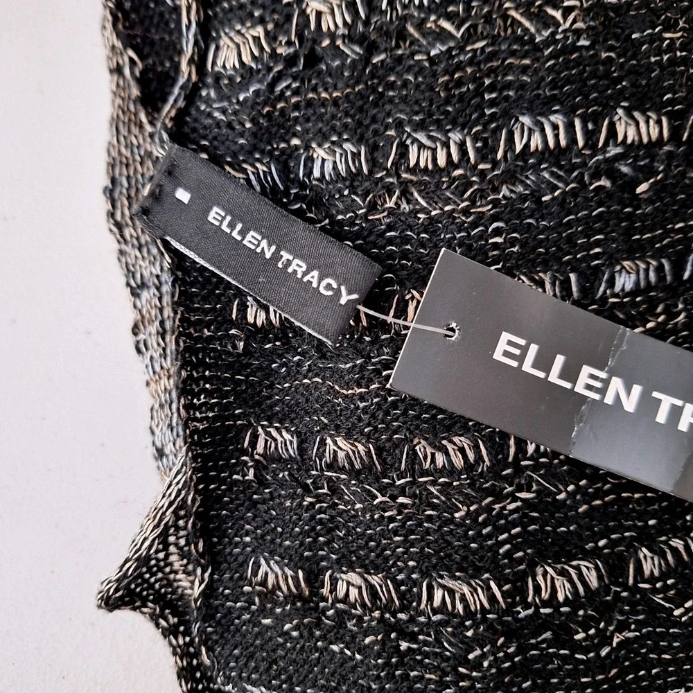 Ellen Tracy Knit Scarf Black Metallic Accent Wrap NEW W/TAGS